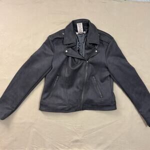 Philosophy Women's Charcoal Gray Faux Leather Suede  Moto Jacket Size Small